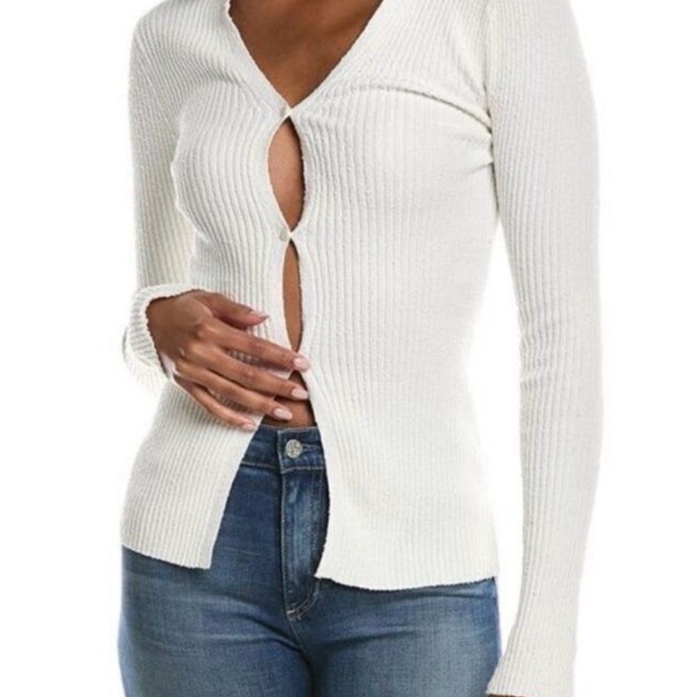 NWT A.L.C. Cream Ribbed Split Cardigan Sweater Sz M